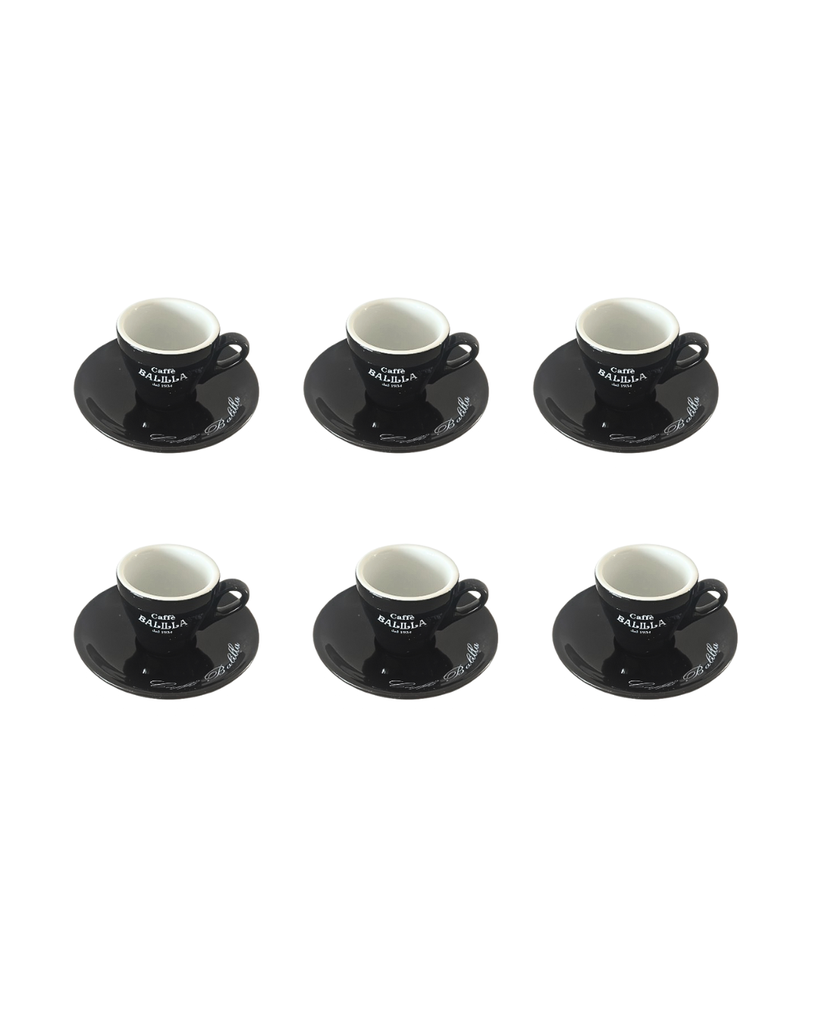 Set mit 6 weißen Kaffeetassen und Untertassen BALILLA